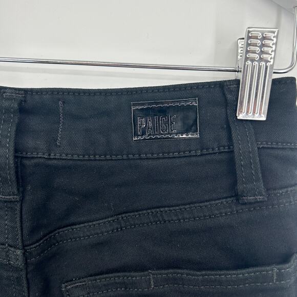 Luxe Velvet Stripe Skinny Stretch PAIGE Jeans Mid Rise Black Women’s Size 25 - Picture 8 of 9